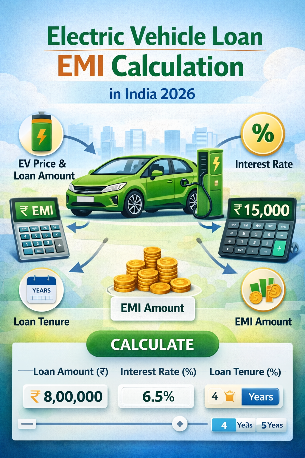 Electric vehicle loan EMI calculation concept in India 2026